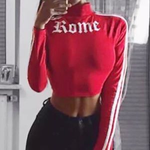 Sexy crop top with long sleeve turtleneck
